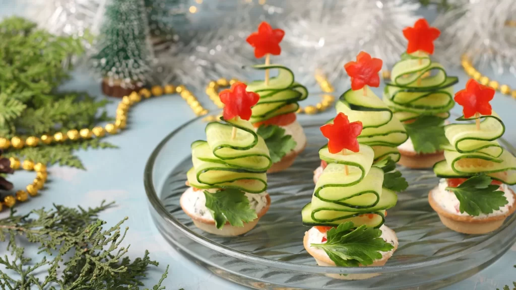 Aperitivos navideños en forma de árbol de Navidad - Ruta de Escaparates Navideños